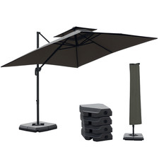 Image of Outsunny Cantilever Parasol Roma Umbrella w/ Base Weights, Dark Grey