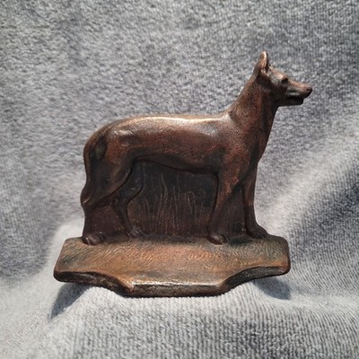 Vintage Cast Iron Bronzed 5.5''W X 5.75''T German Sheppard Dog Book End