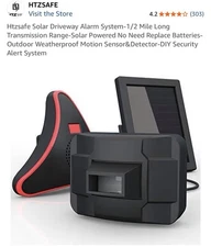 HTZSAFE Solar Wireless Driveway Alarm System 1/4 Mile! 2 Sensors