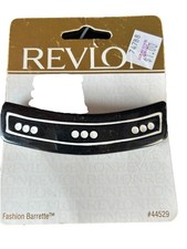 Vintage 1997 Retro Revlon Black Barrette W/White Dots 44529 New Hair Accessory