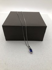 Vintage 925 September Birthstone Pendant Necklace Blue Sterling Chain Jewellery