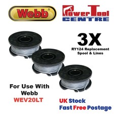 Image of 3x WEBB WEV20LT Strimmer/Grass Edge Trimmer Spool & Line Fast Postage