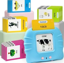 Bilingual Talking Flash Cards for toddlers with sound, Educational Toy BLUE