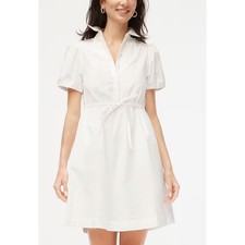 J Crew Puff Sleeve Shirt Dress 20 White NWT Button Tie CA432 J.Crew Bridal Beach