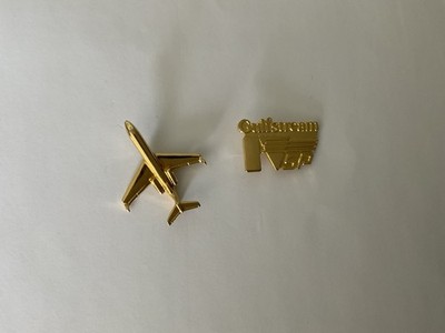 Lot Of 2 Vintage Gulfstream Airplane Pins IV/SP Aircraft And Gulfstream IV