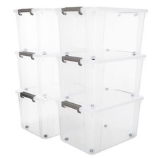 6 Packs 69 QT Plastic Storage Bins with Lids Large Stackable Storage Containers