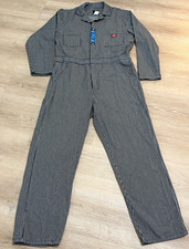 Dickies Men  s Relaxed Fit Full Zip Work Coveralls Black/White Stripe Cotton