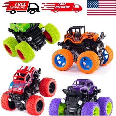 Non-Toxic Friction Powered Push & Go Monster Truck Toys for Boys & Girls 4-Pack