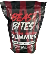 Beast Bites Creatine Infused Gummies Simply Sweet Strawberry 150 gummies USA