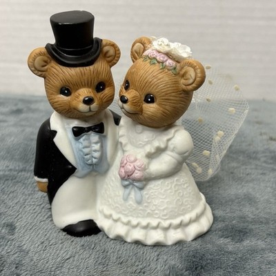 Vintage HOMCO Bears Figurine Porcelain Teddy Bear Bride & Groom #1424 Wedding