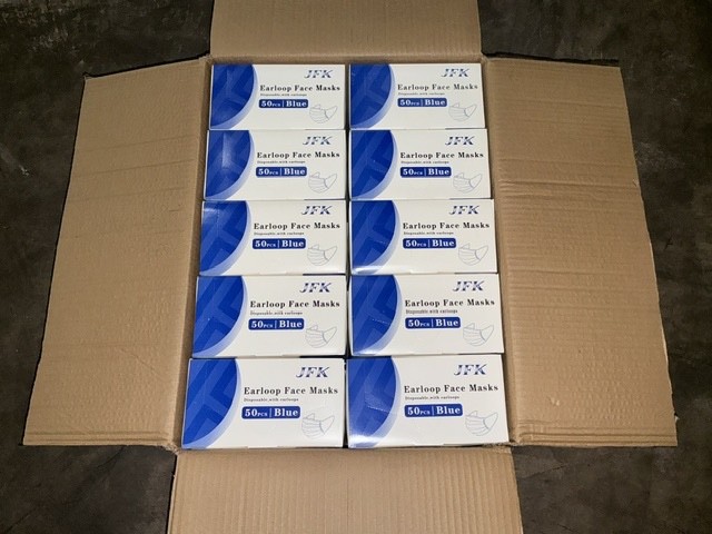 3-Ply Disposable Face Masks-2000Pcmasks-Blue,Black,Pink-40 Boxes-50 Masks 90E