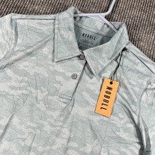 NoBull Polo Shirt Womens Large Light Blue Short Sleeve Camo Golf Performance New