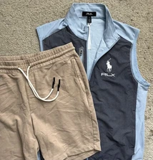 2 Lot RLX Ralph Laren Mens L Lightweight Jacket Vest Adriano Goldschmied Shorts