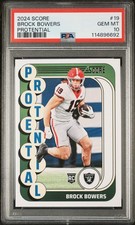Graded 2024 Panini Score Brock Bowers #19 Protential Rookie Football Card PSA 10