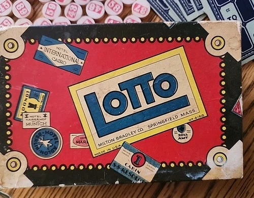 Vintage 1932 Milton Bradley ** LOTTO ** Game No. 4168 12 cards Numbers Complete