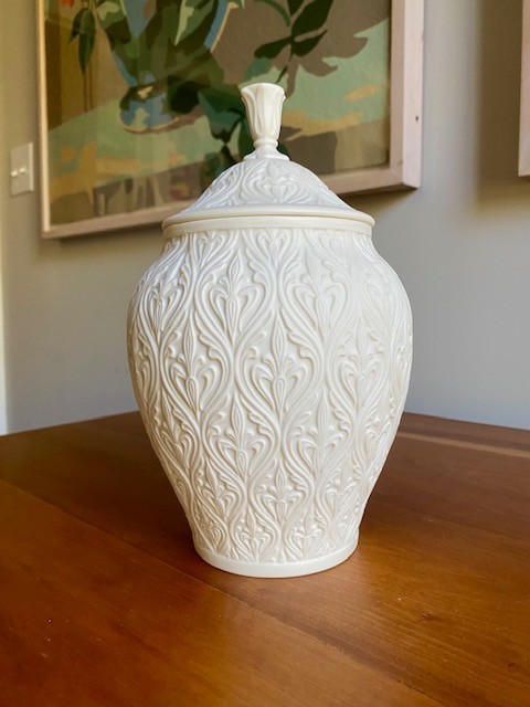 Vintage Lenox Kismet Collection Bisque Candy Jar with Lid - EUC ca.  1931-53