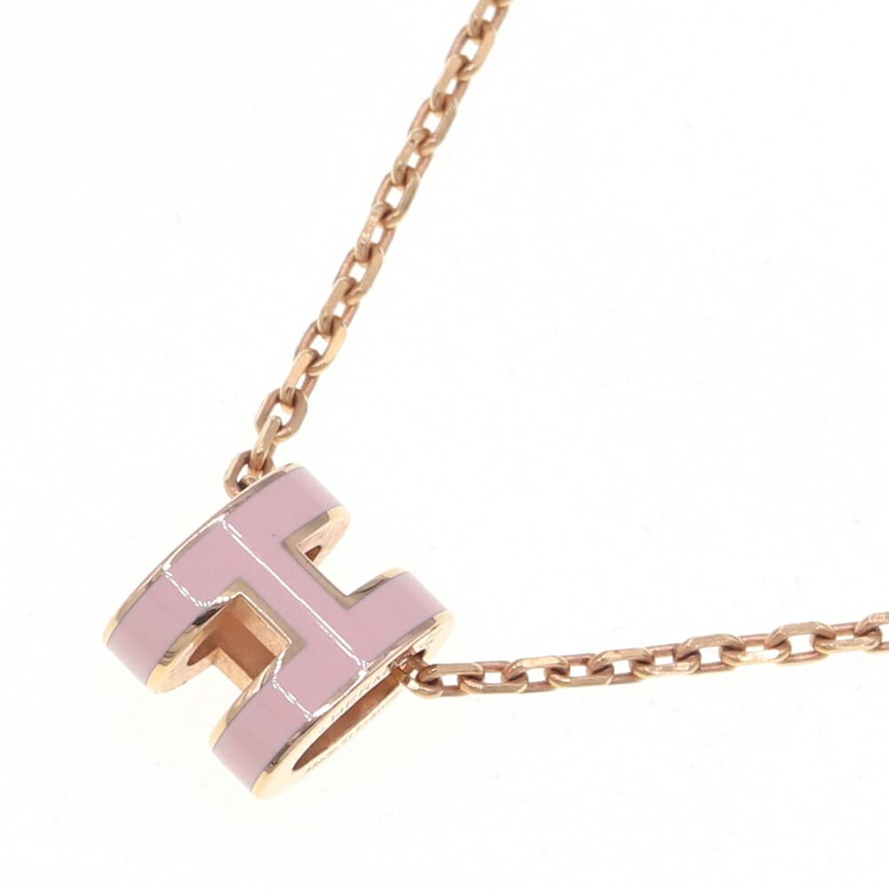 Hermes Mini Pop H Pink Gold Pendant Necklace H147992 Pre-Owned