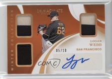 2020 Panini Immaculate Winter Collection Relics Gold 5/10 Logan Webb Auto 1eu9