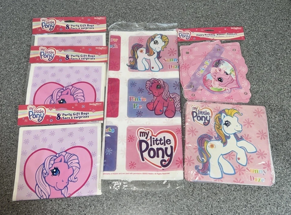 My Little Pony 2003 Fiesta - Bolsas de botín, servilletas, cubierta de mesa pancarta nueva en paquete Foto 2 de 4
