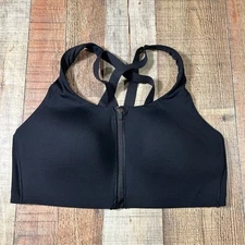 Lululemon Enlite Front Zip Sports Bra 40D High Support Black Crisscross Workout