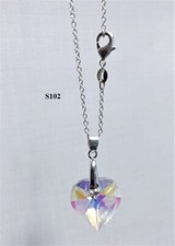 20MM SWAROVSKI AB HEART PENDANT NECKLACE  18" 925 SILVER LOBSTER CLAW CHAIN