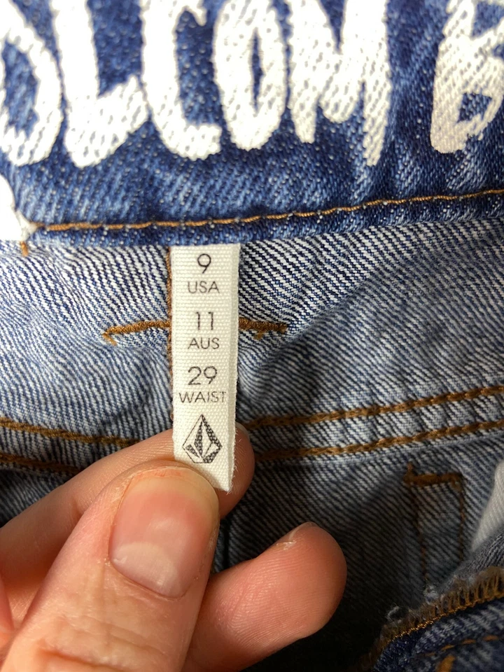 Volcom Womens Shorts Juniors Size 9 Blue Denim High Rise Button Fly Jean Short - Image 2 of 4