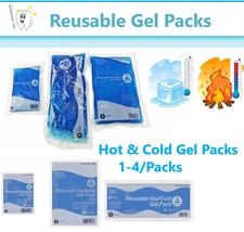 Reusable Flexible Comfort Gel Ice Pack Hot/Cold Pac Non Toxic 3 Sizes, 1-4 Packs