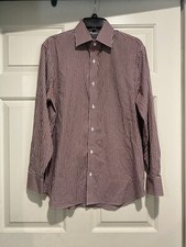 Bonobos Stretch Long Sleeve Button Down shirt Men  s Size 16/34 Burgundy White