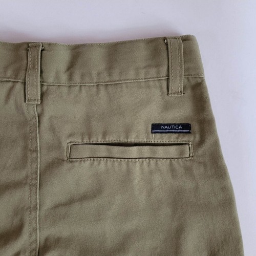 Nautica Boys Youth sz Large (7) Olive Green Uniform Flat Front Khaki Pants - Picture 7 of 9