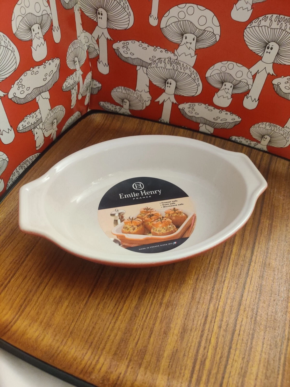 Emile Henry 9" Baking Dish Ceramic Clay Burgundy Oval Dish Casserole France NEW
