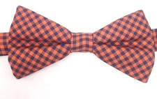  125 Tommy Hilfiger Mens Suit Blue Orange Check Dress Bow Tie Adjustable Bowtie