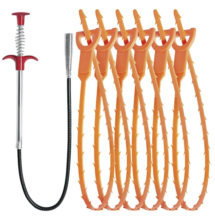25inch Hair Drain Clog Remover Tool(6pcs), 24inch Drain Pickup Tool