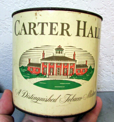 Vintage Carter Hall 14 oz Tobacco tin, EMPTY great colors & graphics, man  cave