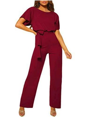 red belted jumpsuit