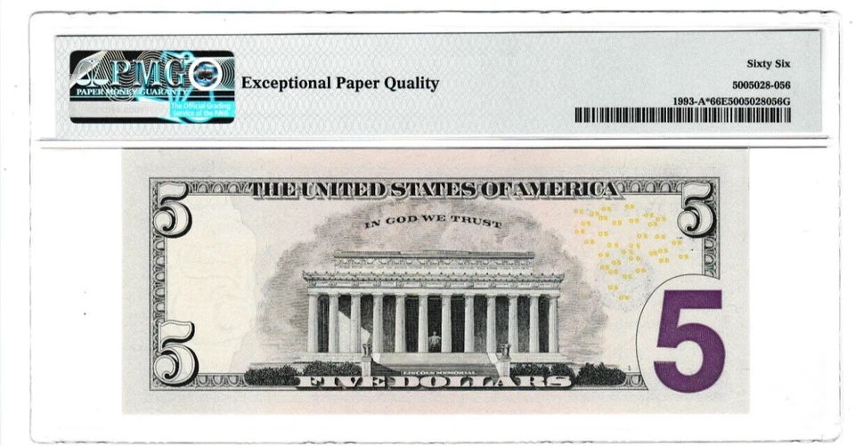 2006  $5  Federal Reserve STAR Note ⭐ Serial Numbers IA 03376859 ⭐ BOSTON PMG 66 - Image 3 of 3