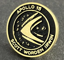 Apollo 15 Lunar Exploration Mission NASA Gold Lapel Pin Black Fill NOS