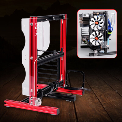 Aluminum Alloy Computer Case DIY Desktop Chassis Open Frame Mesh for Cafe/Room