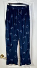 Men's Medium Perry Ellis Portfolio Sleep Pant Fleece PJ Bottoms Blue Bulldogs