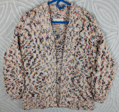 By Anthropologie Knit Cardigan Sweater Autora Multicolor Speckled Confetti Sz XS