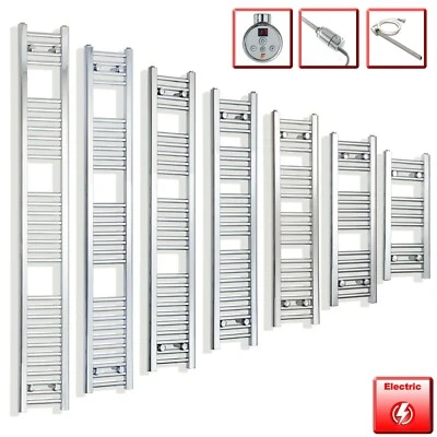 ELEGANT RADIATORS 200 mm Wide Chrome Electric Heated Towel Rail Radiator Designer Bathroom Warmer