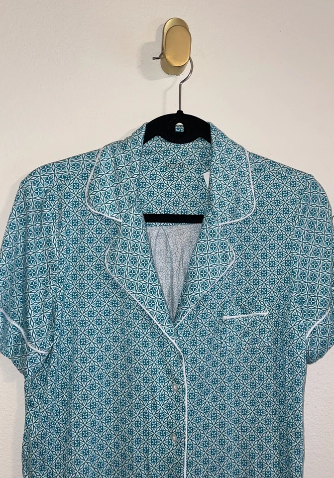 Alfani женщин гостиной сна кнопка спереди рубашка верхняя плитка печати S маленький зеленый новый - Изображение 3 из 4