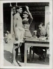 1942 Press Photo WWII Punjab, Indian Captains examine a young army recruit