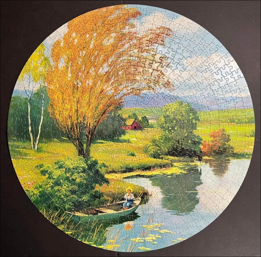 Vintage 1966 Milton Bradley "Winding Creek" Round Somerset Jigsaw