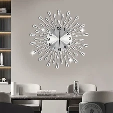 19.7 Inch Large Wall Clock Modern Big Crystal Non-Ticking Quiet Wall Clock Decor