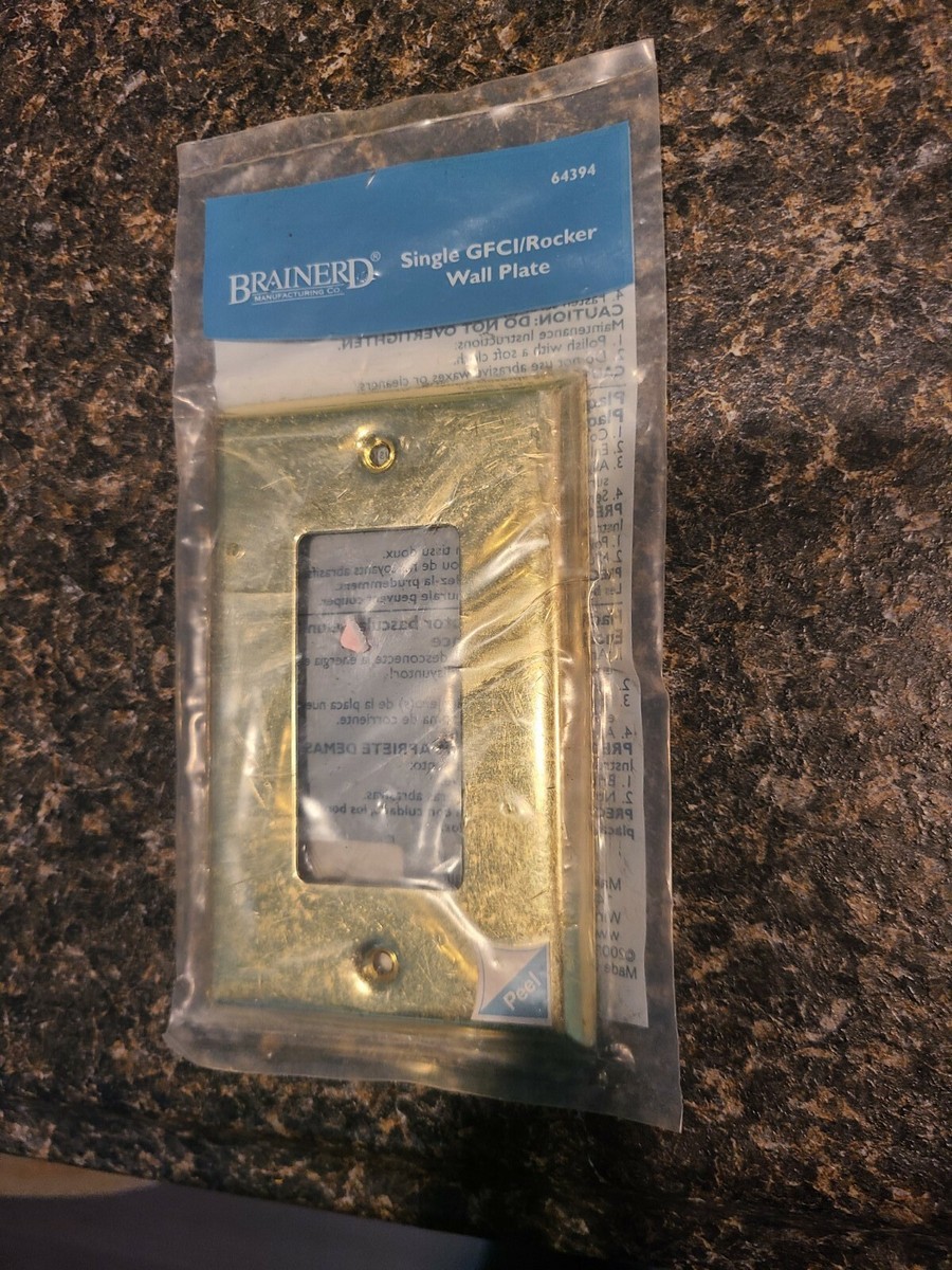 france antique -アンティークチェア- Brass Decorator Single GFCI Plug Rocker Wall Plate Stamped Steel