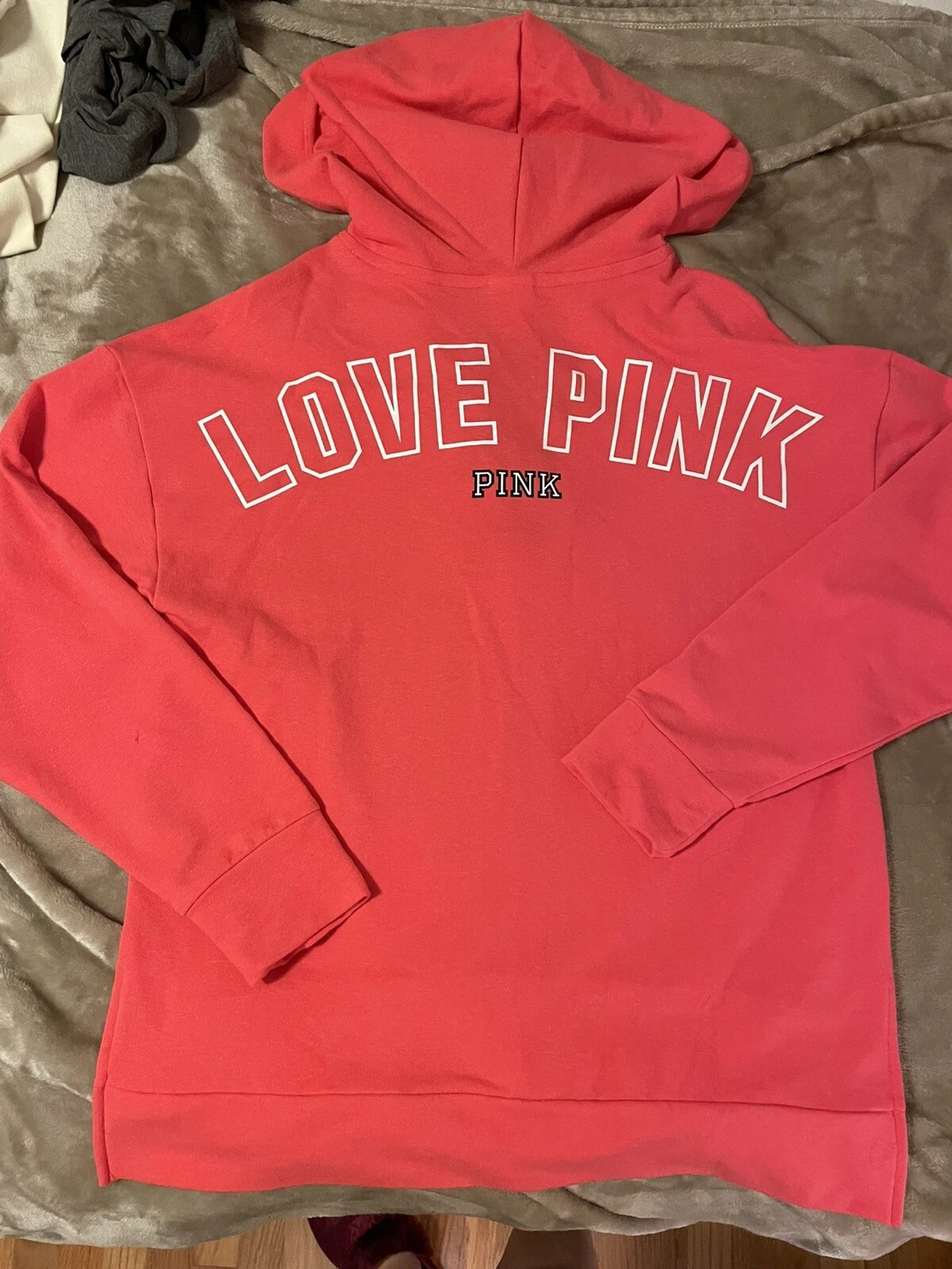 UNDERCOVER Felpa con cappuccio Victorias Secret ROSA oversize corallo Xsmall nuova senza etichetta