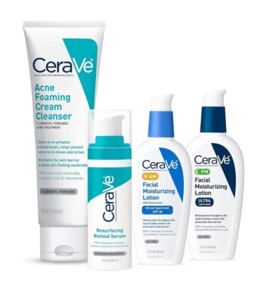 CeraVe Acne Skin Care Set | Face Wash l Peroxide, Retinol Serum, AM + PM New!!!!