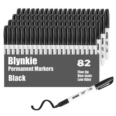 Permanent Markers Bulk Fine Tip 82 Pack Waterproof Markers Premium Smear Proo...