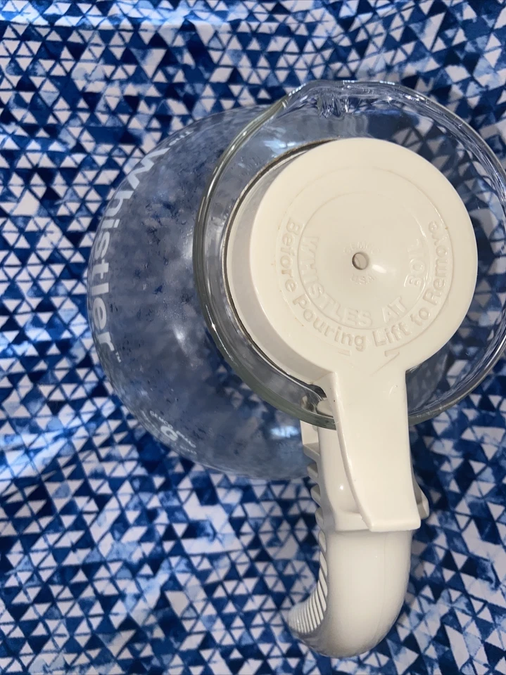 (114) Cafeteira vintage vintage Gemco The Whistler 8 xícaras garrafa de fogão de vidro vintage - Imagem 4 de 4