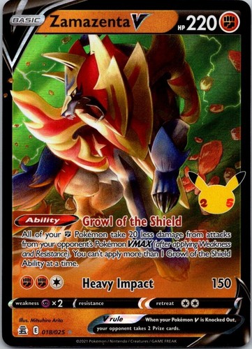 Pokemon Zamazenta V 018/025 Ultra Rare Celebrations Free Shipping!